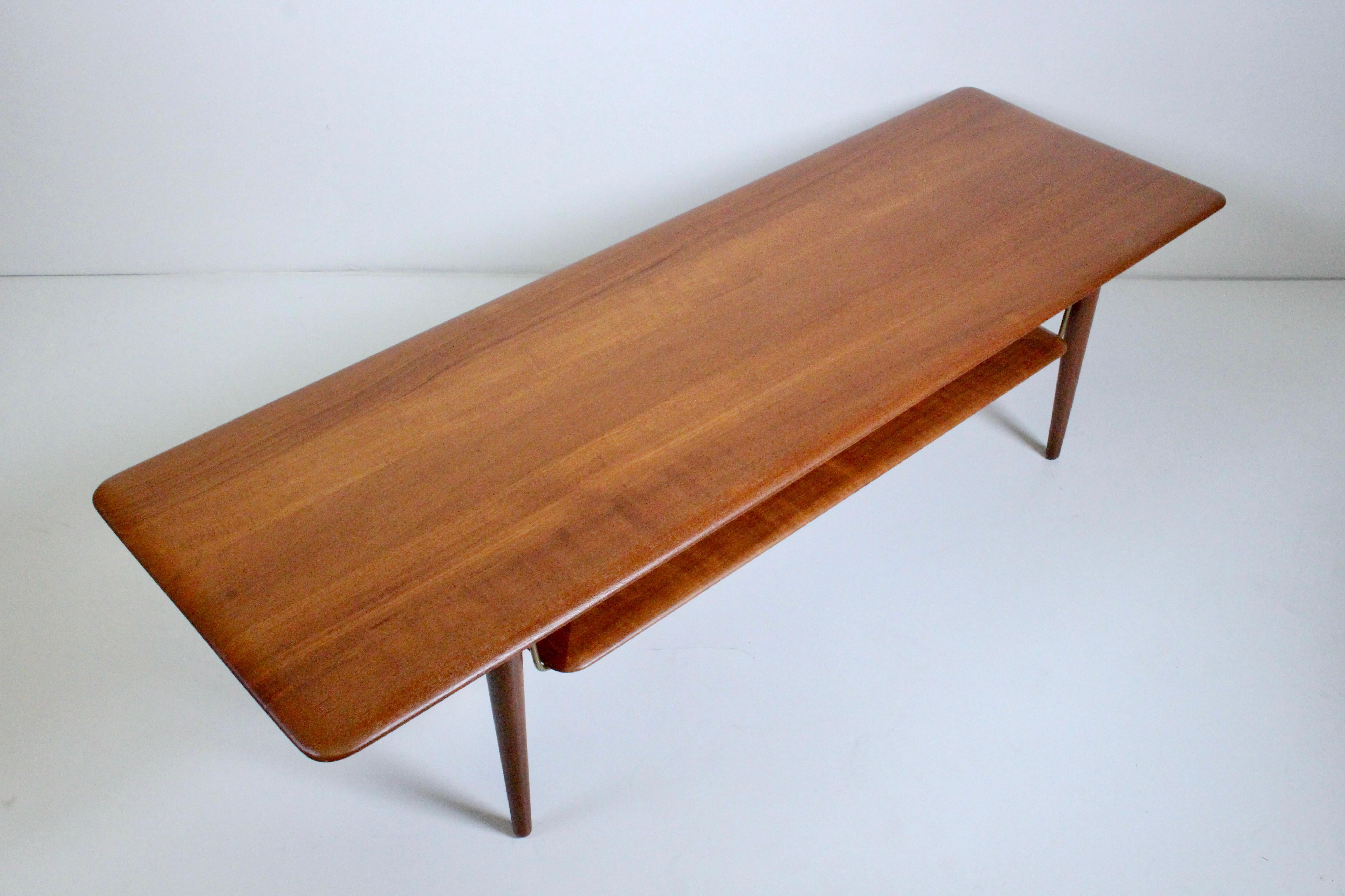 Peter Hvidt & Orla Molgaard for France & Sons Teak & Cane Coffee Table, 1950's In Good Condition In Bainbridge, NY