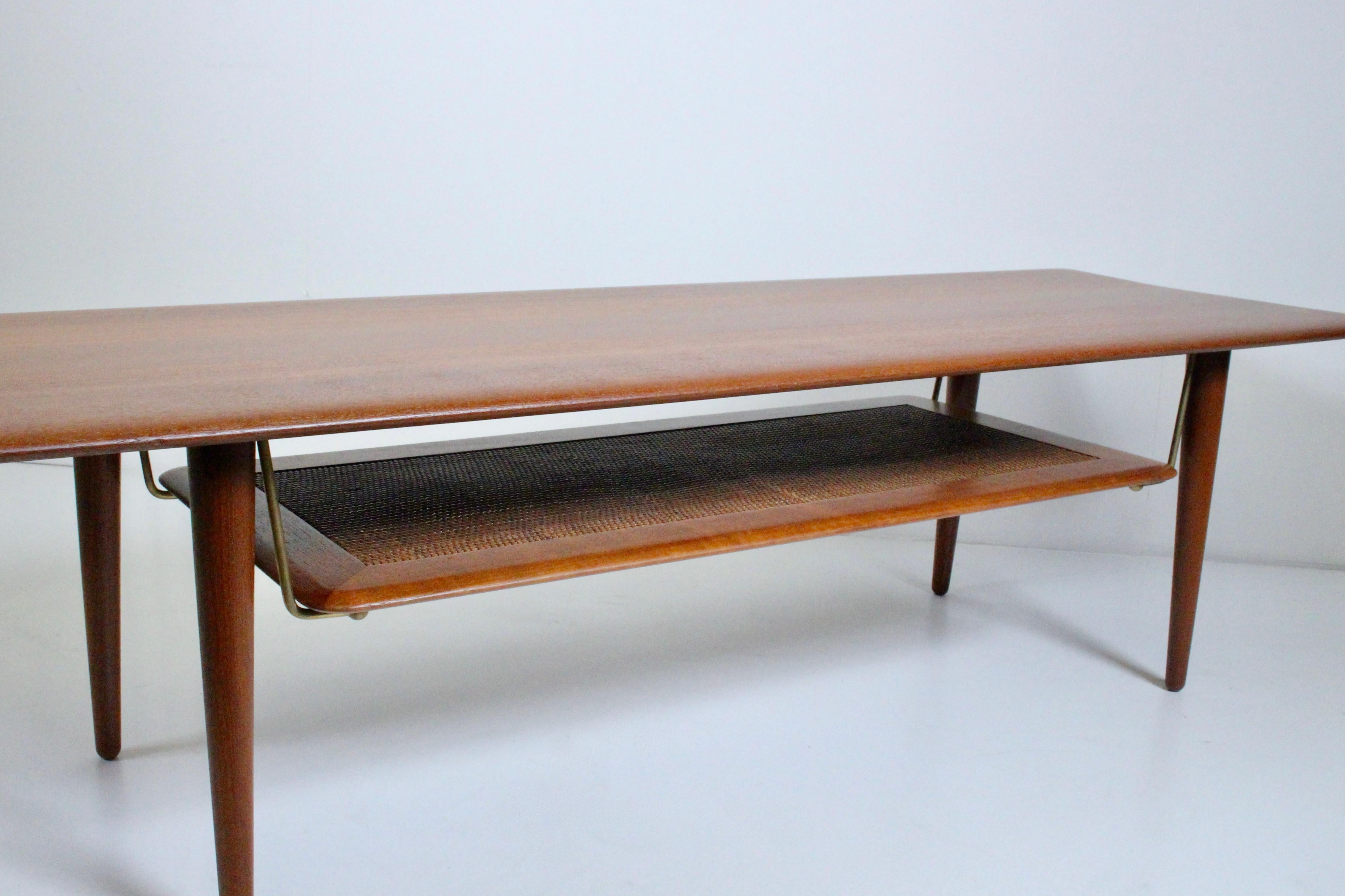 Peter Hvidt & Orla Molgaard for France & Sons Teak & Cane Coffee Table, 1950's 2