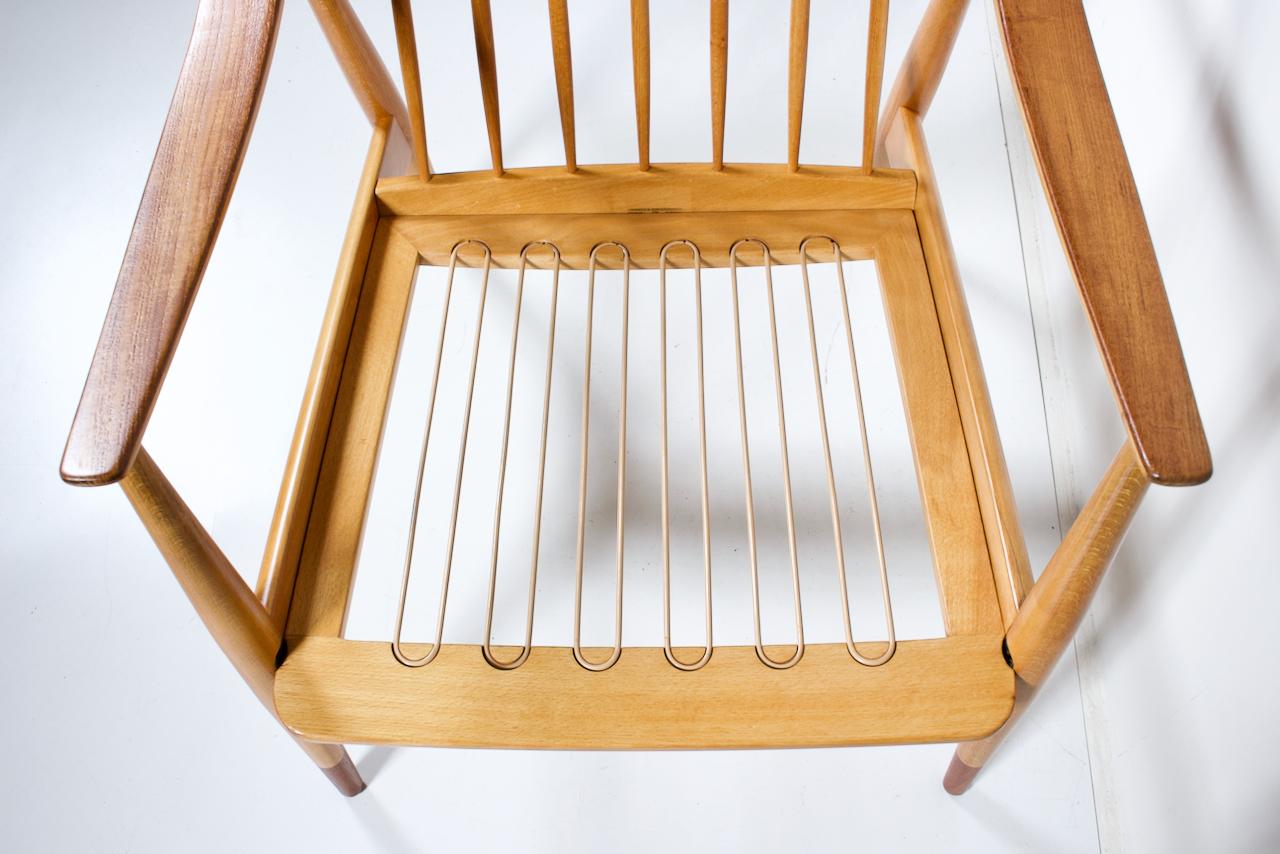 Peter Hvidt, Orla Molgaard France & Daverhosen Beech Teak High Back Lounge Chair For Sale 6