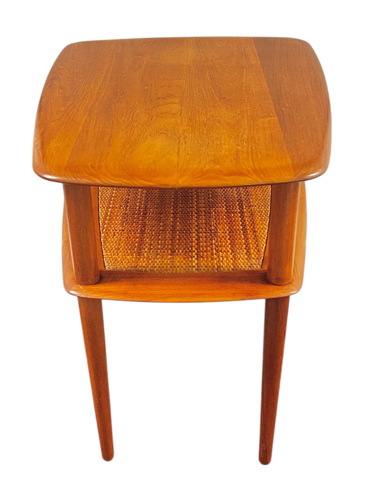 Peter Hvidt & Orla Molgaard-Nielsen Danish Mid-Century End Table for France & Son.  Imported by John Stuart Furniture.  Table is in excellent vintage condition with age appropriate wear.  The table has been professionally refinished. 