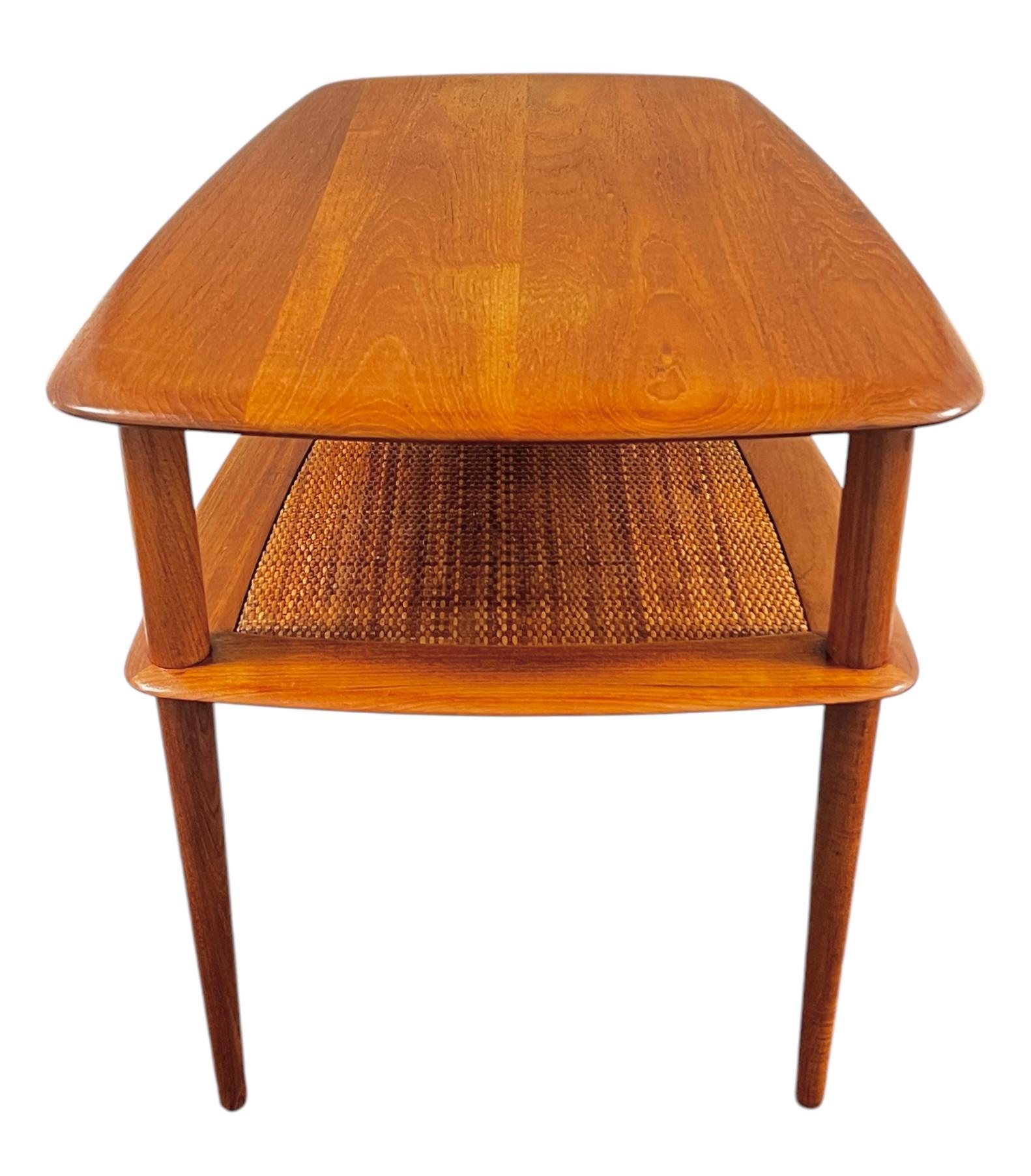 Cane Peter Hvidt & Orla Molgaard-Nielsen Danish Mid-Century End Table, France & Son For Sale