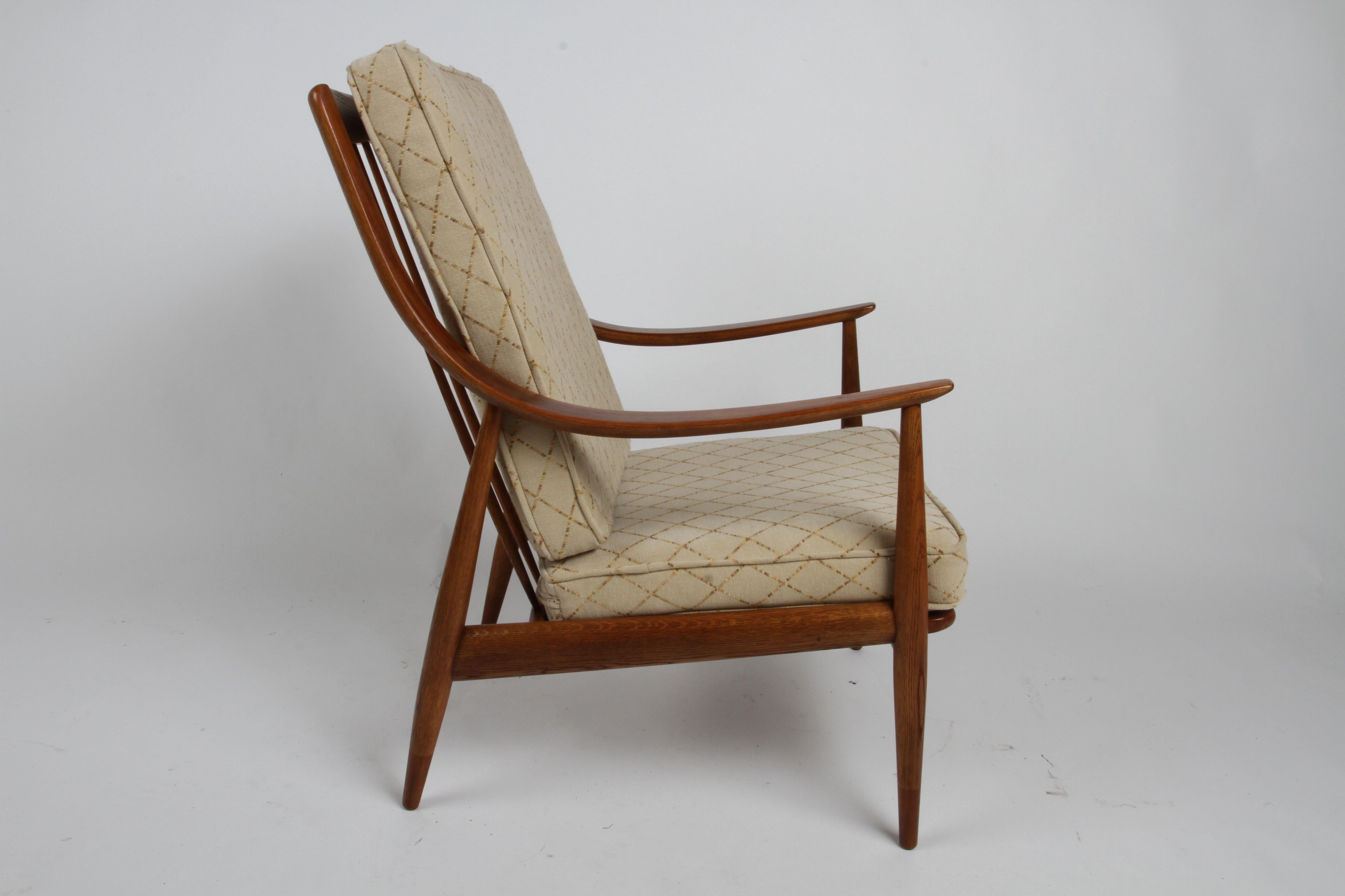 Peter Hvidt & Orla Molgaard Nielsen Danish Modern High Back Lounge Chair FD-145 In Good Condition For Sale In St. Louis, MO