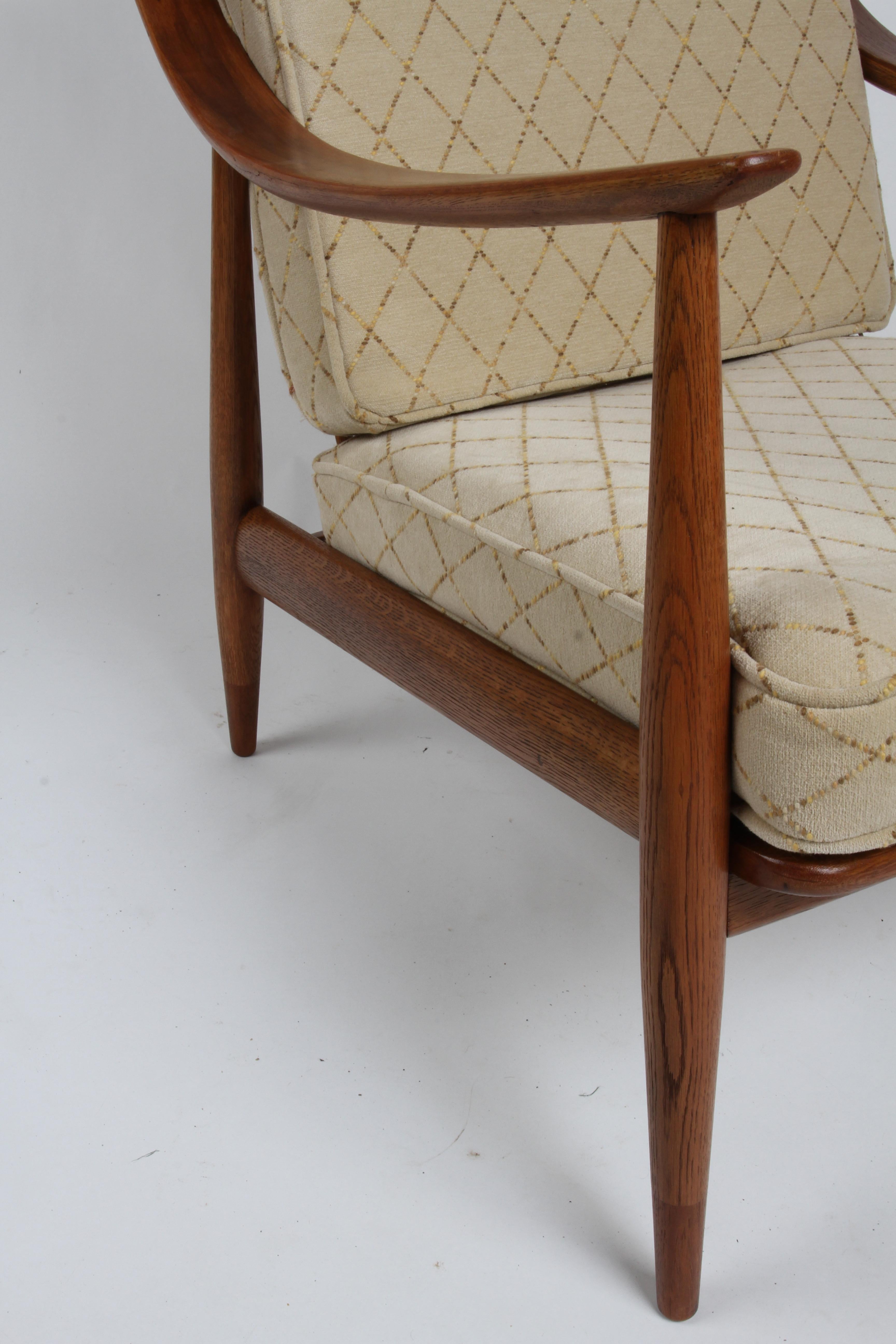 Upholstery Peter Hvidt & Orla Molgaard Nielsen Danish Modern High Back Lounge Chair FD-145 For Sale