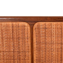 Peter Hvidt + Orla Molgaard-Nielsen Dänisches Sofa aus Teakholz mit lila Rahmen w. Caned Back