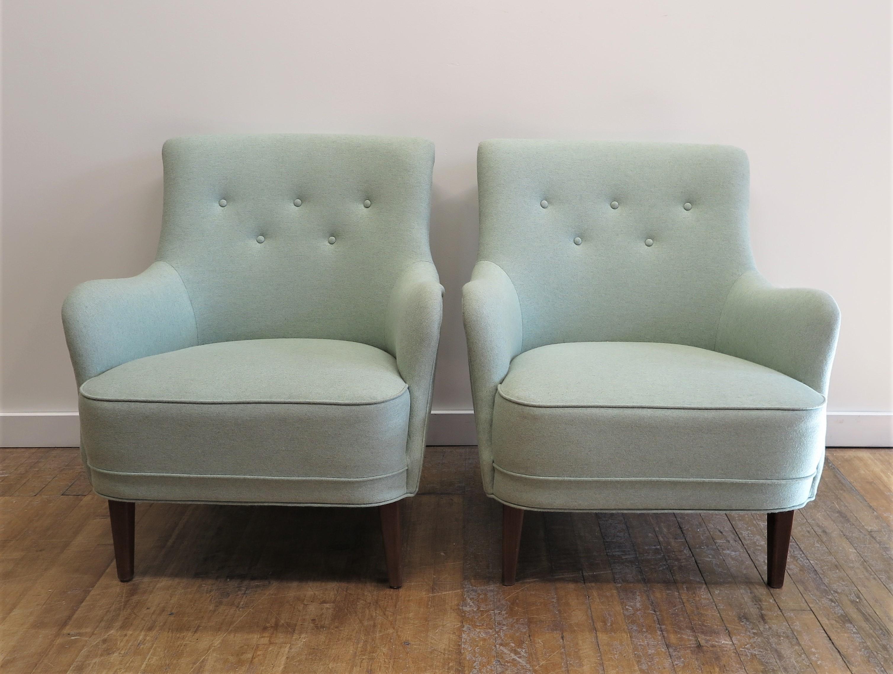 Wool Peter Hvidt & Orla Mölgaard Nielsen Lounge Chairs Model 1748 For Sale