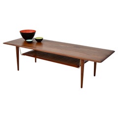 Peter Hvidt 
Orla Molgaard Nielsen Teak 
Brass Coffee Table for France 
Son