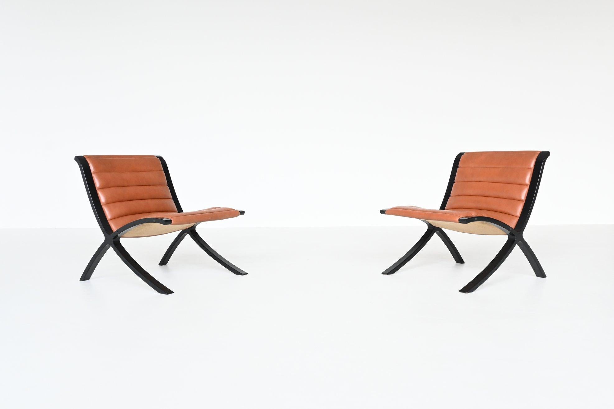 Peter Hvidt & Orla Molgaard-Nielsen X-Chairs Fritz Hansen, Denmark, 1979 In Good Condition In Etten-Leur, NL