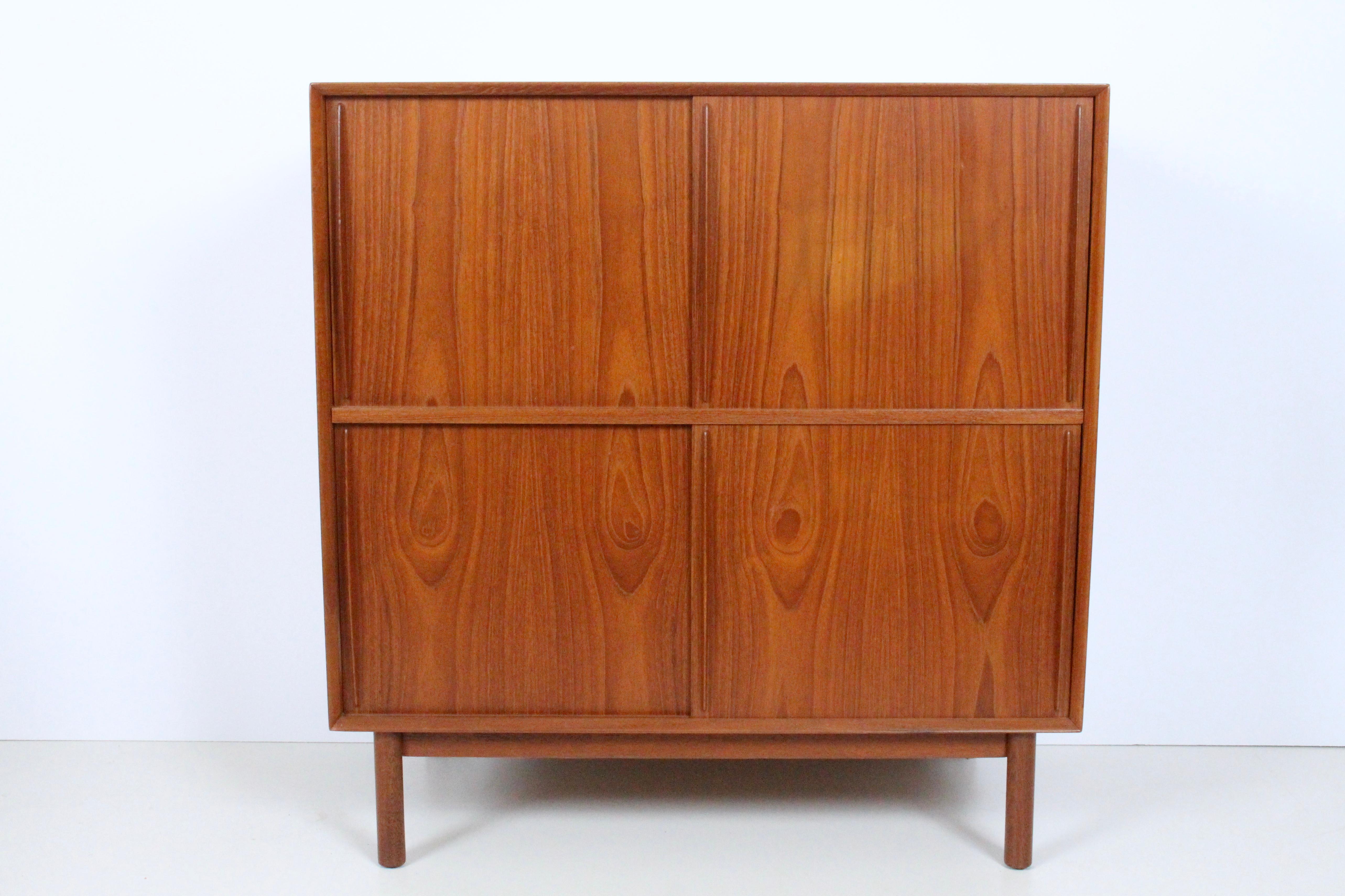 Peter Hvidt & Orla Molgaard Two Tier Teak Cabinet with Sliding Doors For Sale 12