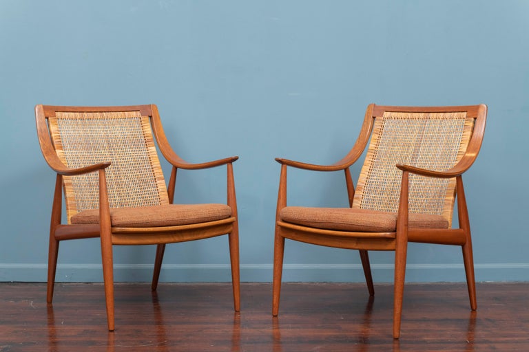 Peter Hvidt & Orla Moregaard design lounge chairs for France & Davorecksen, Denmark. These are from the Emmy and Golden Globe award winning television show Mad Men and were prominately featured in Don Draper's office throughout seasons 2 and 3 and