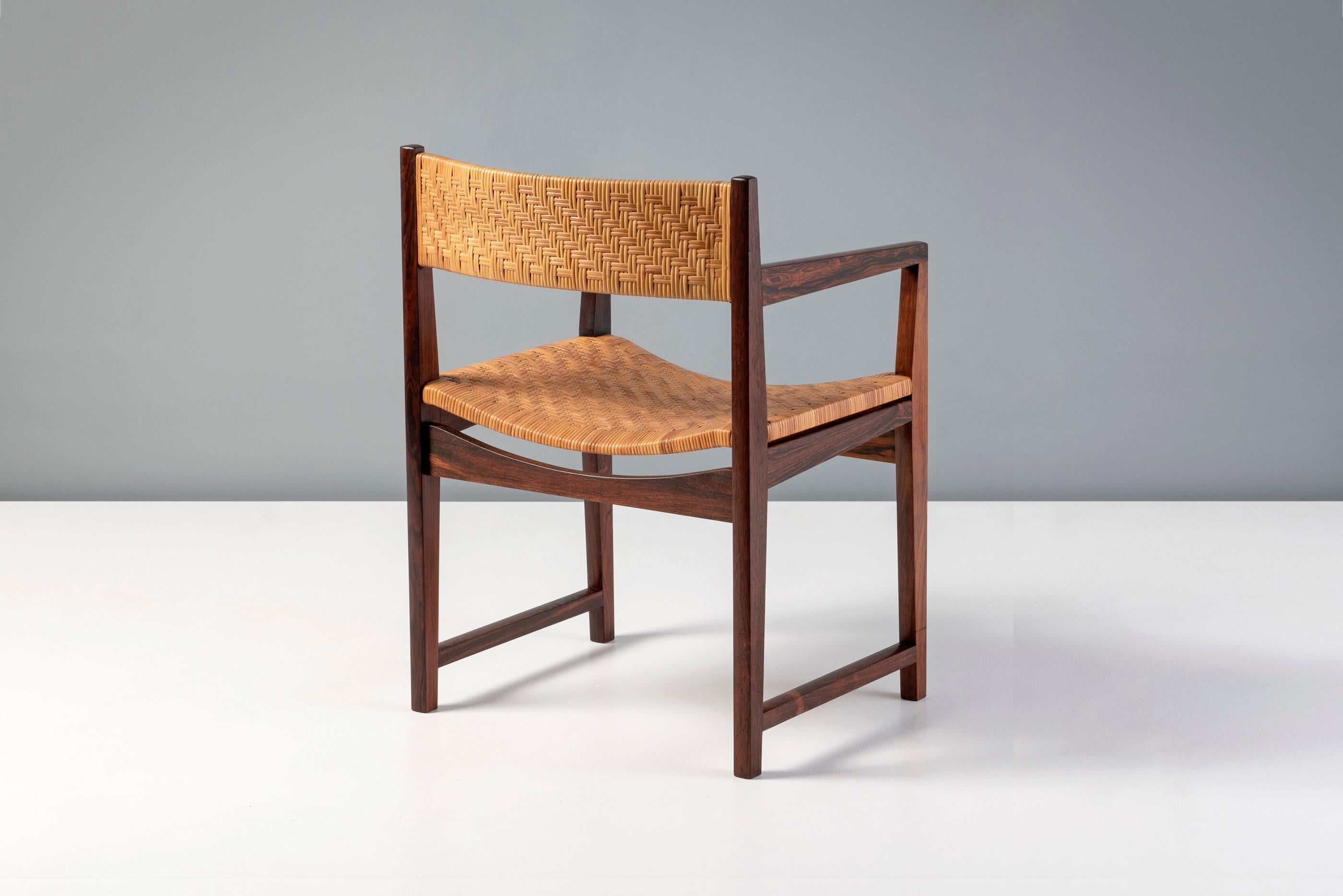 Scandinavian Modern Peter Hvidt Rosewood & Cane Armchair, 1957  For Sale