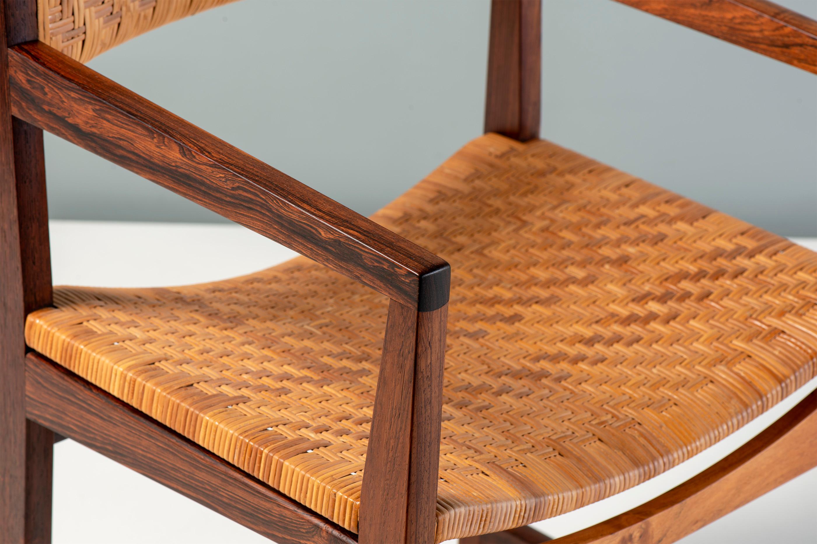 Peter Hvidt Rosewood & Cane Armchair, 1957  In Good Condition For Sale In London, GB