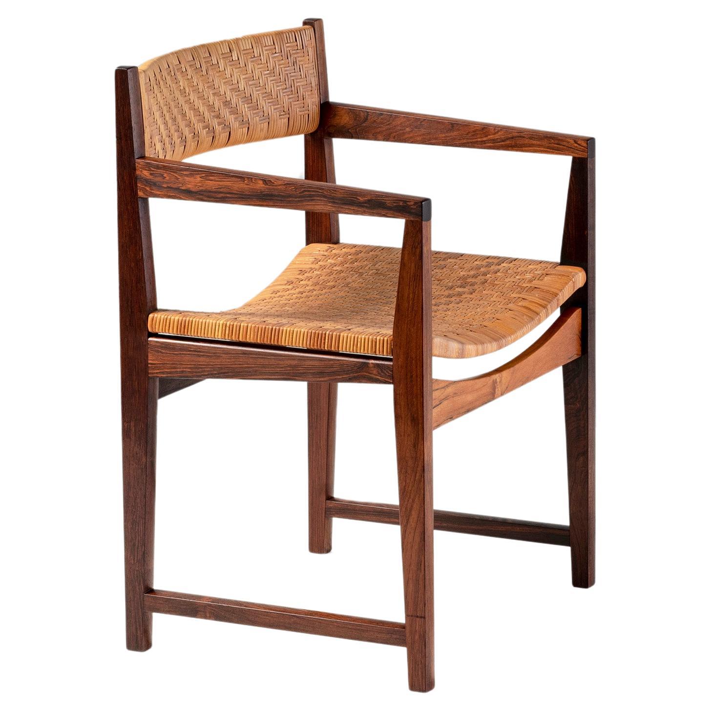 Peter Hvidt Rosewood & Cane Armchair, 1957  For Sale