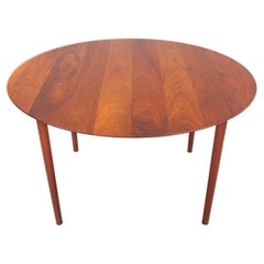 Peter Hvidt Round Extendable Solid Teak Dining Table, Made in Denmark, 1959
