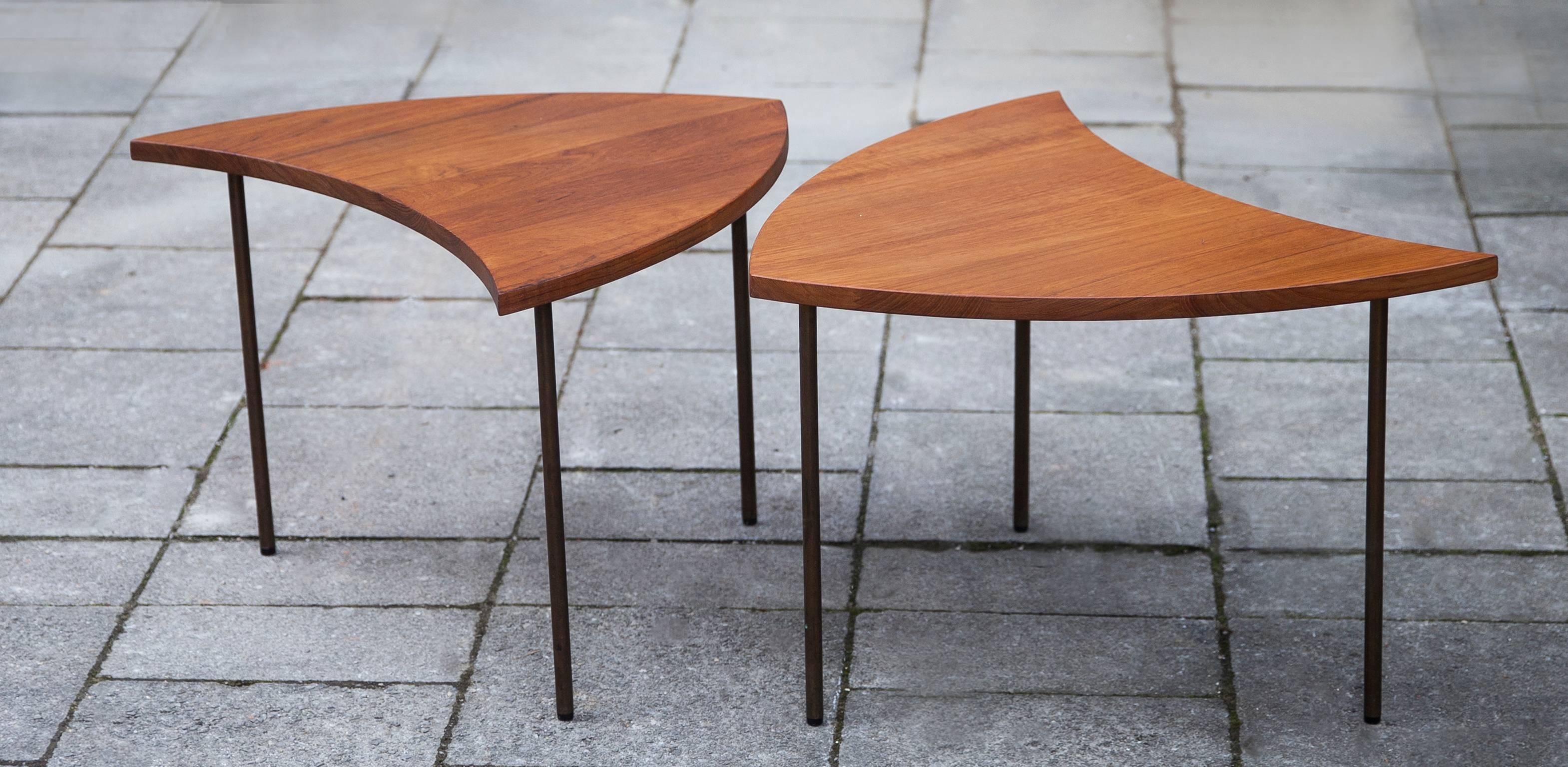 Danish Peter Hvidt Segmented Teak Table Model 523 Set of Two