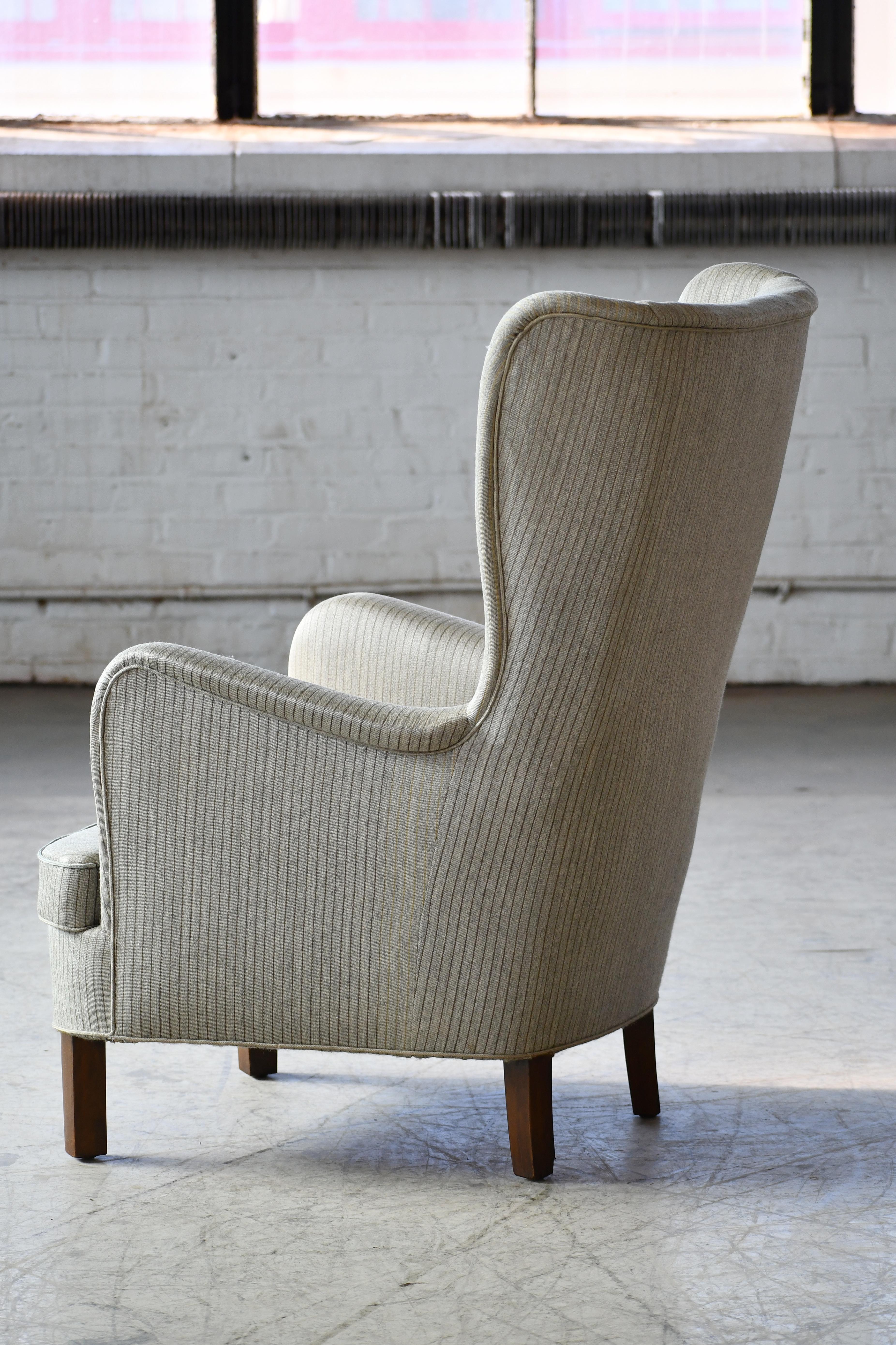 Peter Hvidt  Style Tall Danish Highback Lounge Chair, 1950s 1