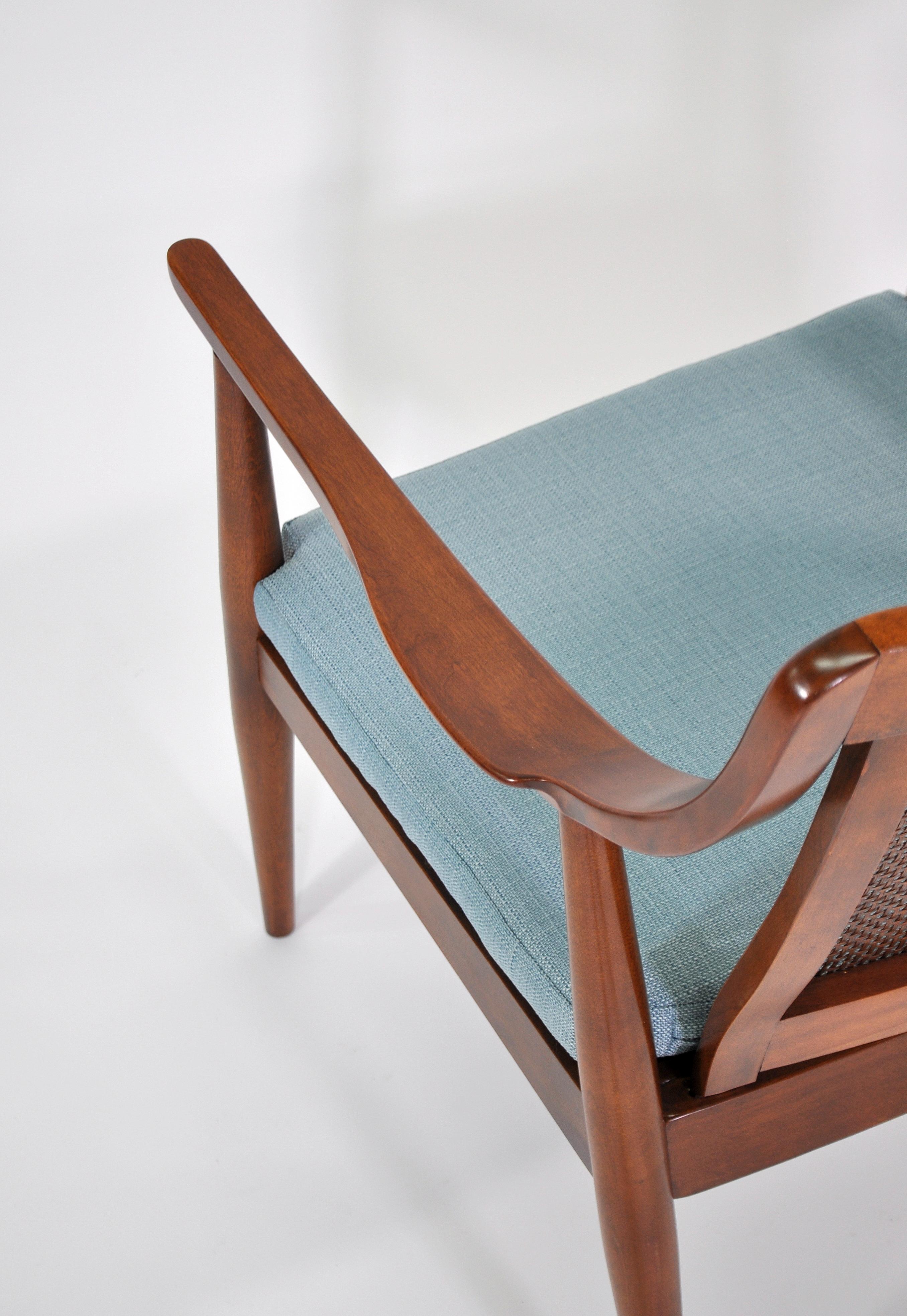 Peter Hvidt Style Walnut and Cane Lounge Chair 4