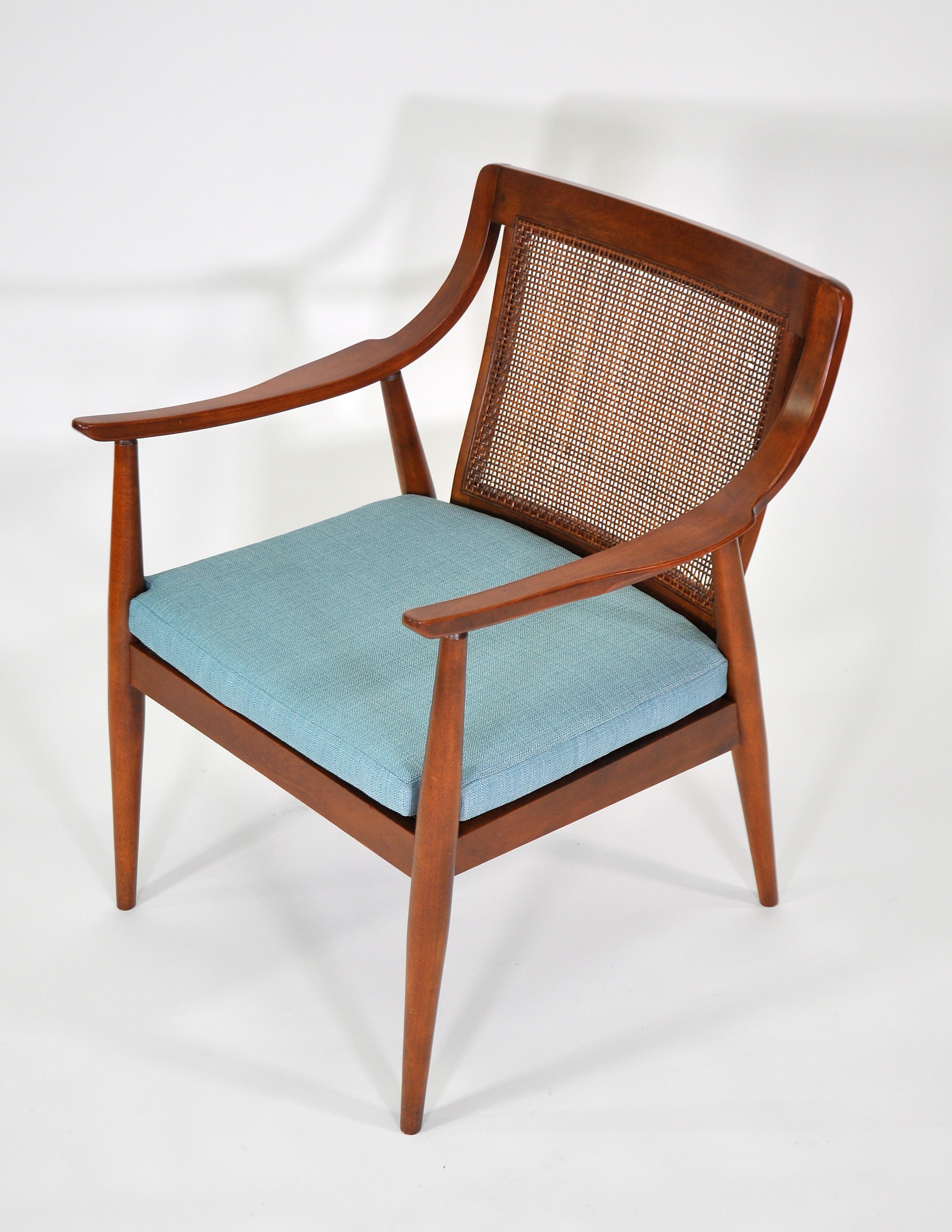 Peter Hvidt Style Walnut and Cane Lounge Chair 2