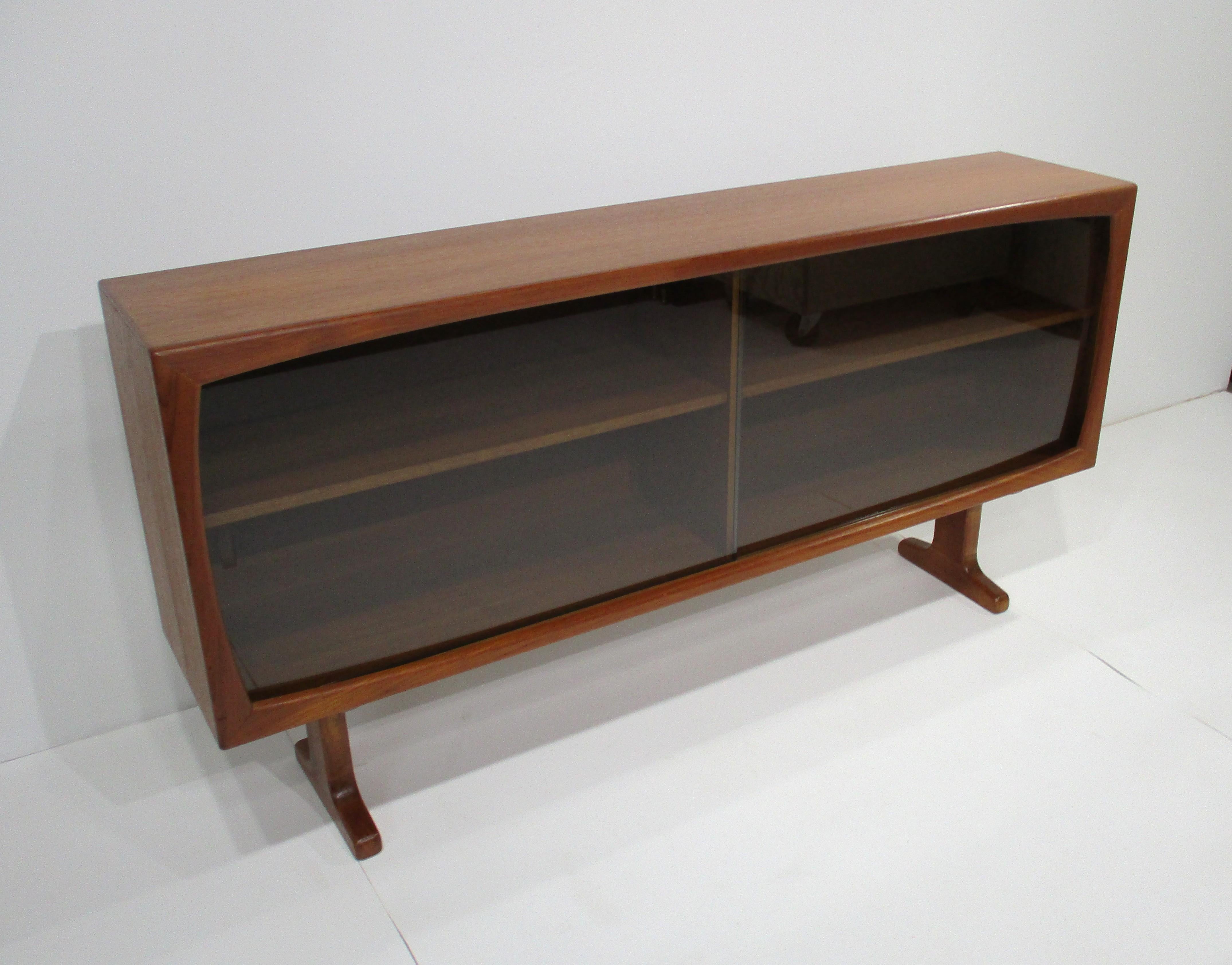 20th Century Peter Hvidt styled Teak / Glass Door Bookcase Denmark