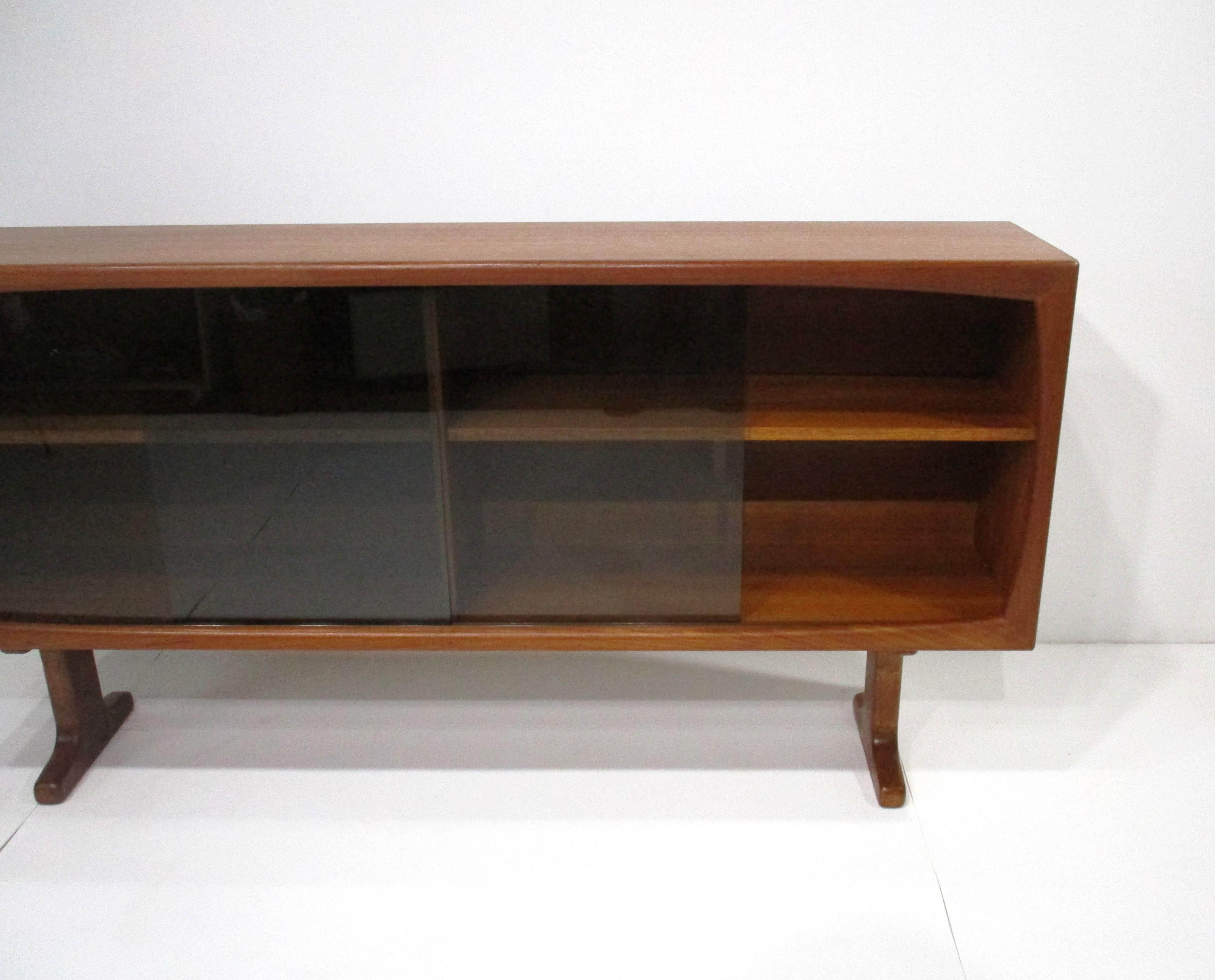 Peter Hvidt styled Teak / Glass Door Bookcase Denmark 1