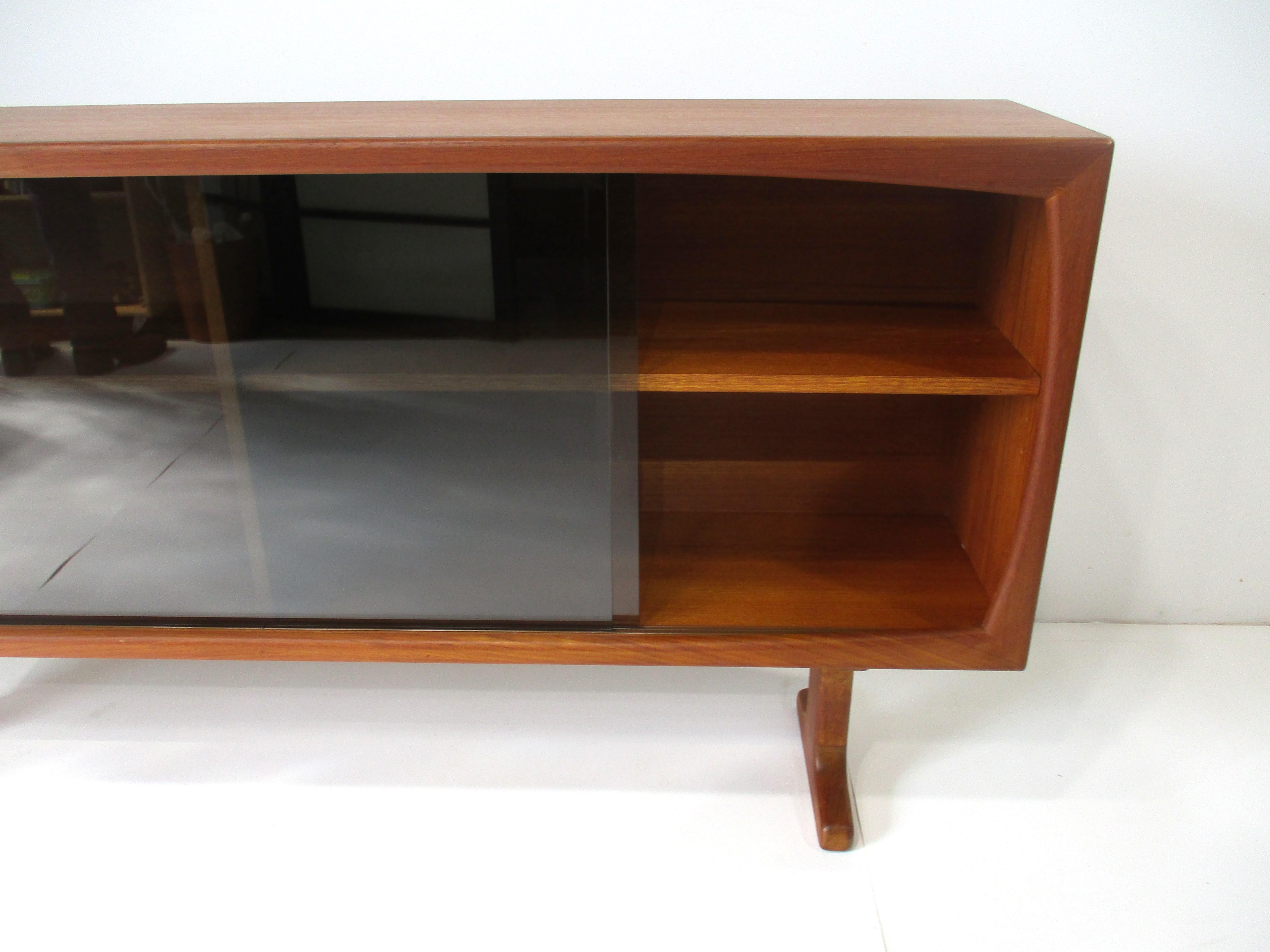 Peter Hvidt styled Teak / Glass Door Bookcase Denmark 2