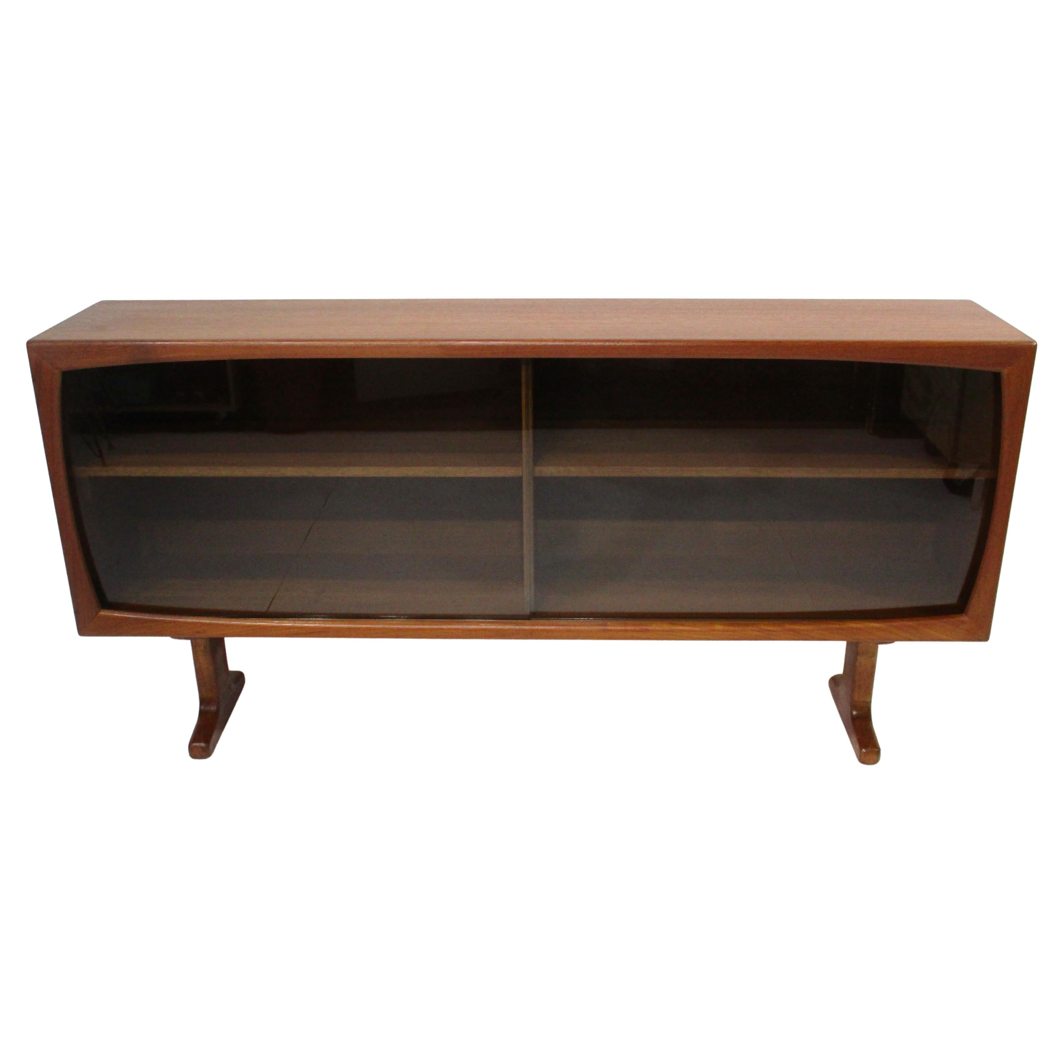 Peter Hvidt styled Teak / Glass Door Bookcase Denmark