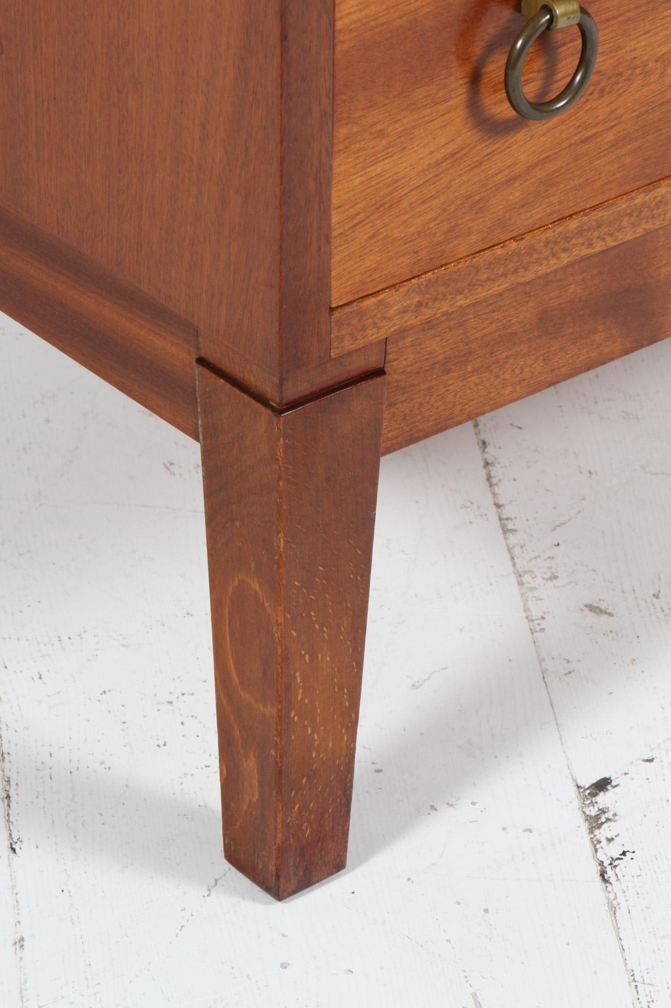 Mid-20th Century Peter Hvidt tallboy chest of drawers , Mahogany, 1940s, Denmark, Brass