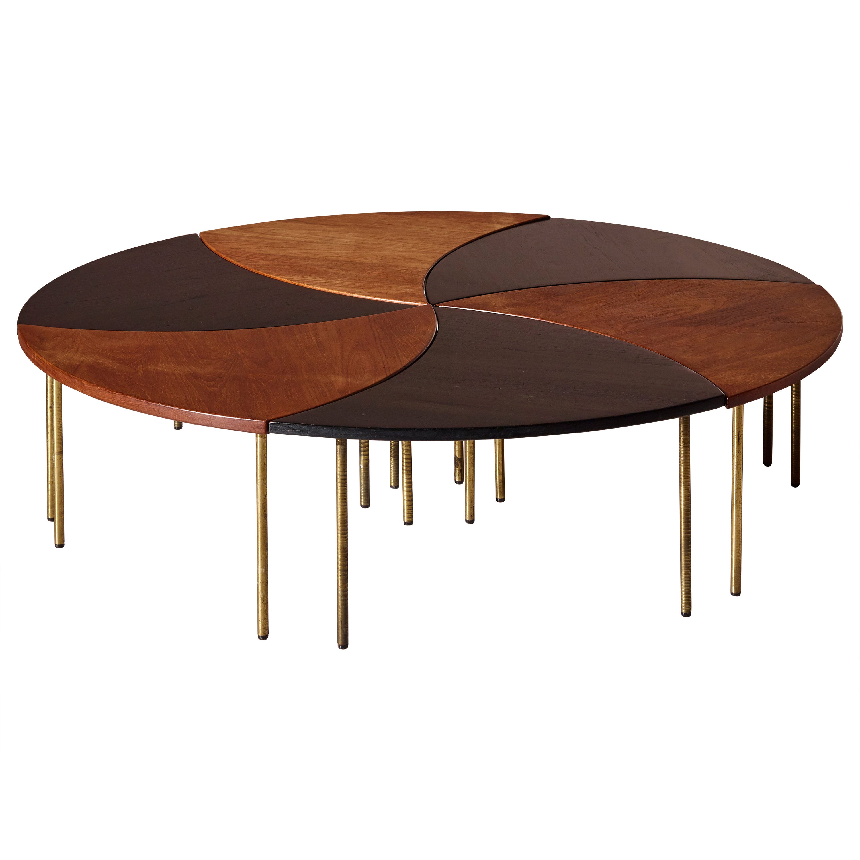 Peter Hvidt Teak and Brass Coffee Table Model 523, France & Son, Denmark 1952