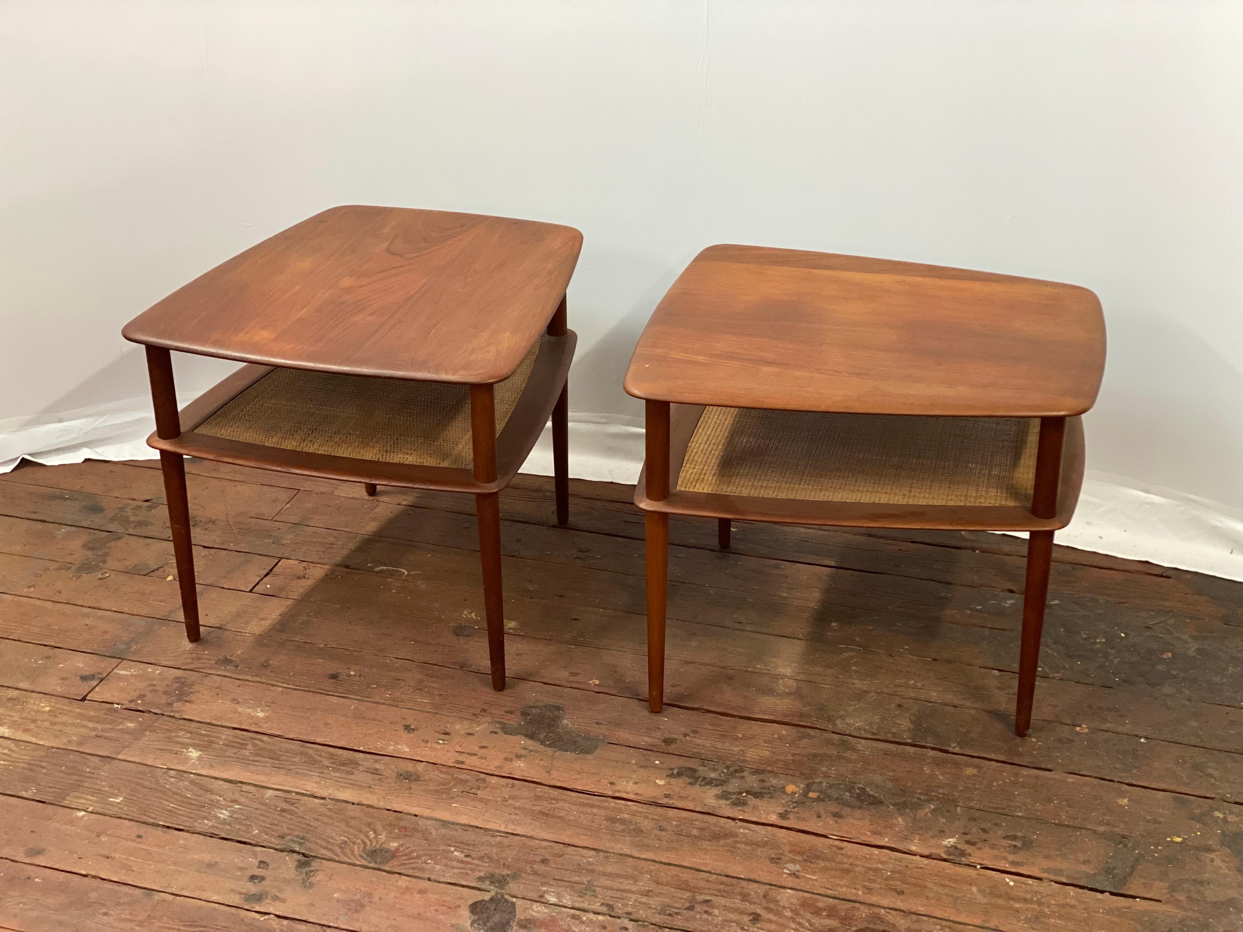 Peter Hvidt Teak and Cane End Tables for France & Son For Sale 12