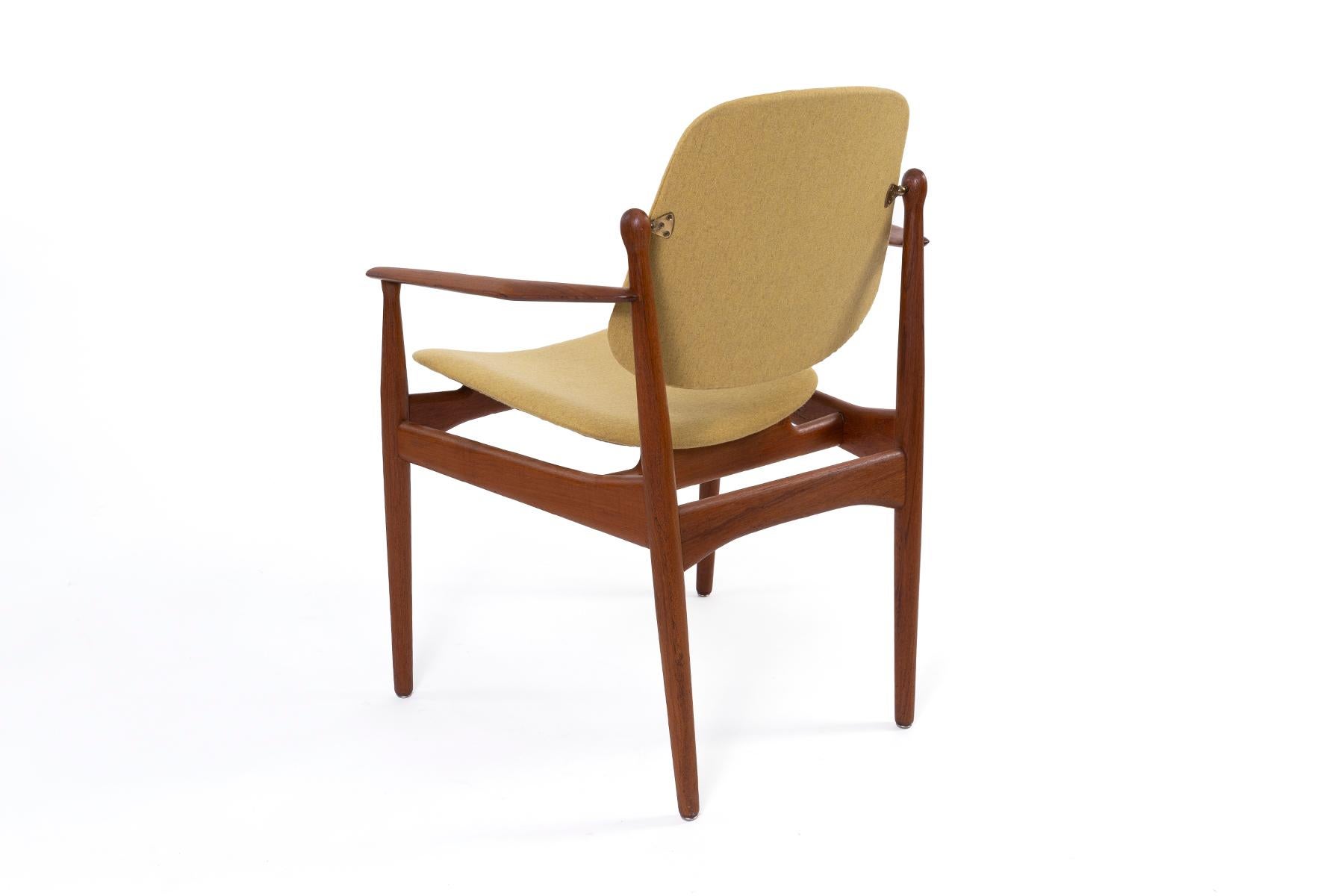 Mid-Century Modern Peter Hvidt Yellow Adjustable Teak 1950's Dining Chairs