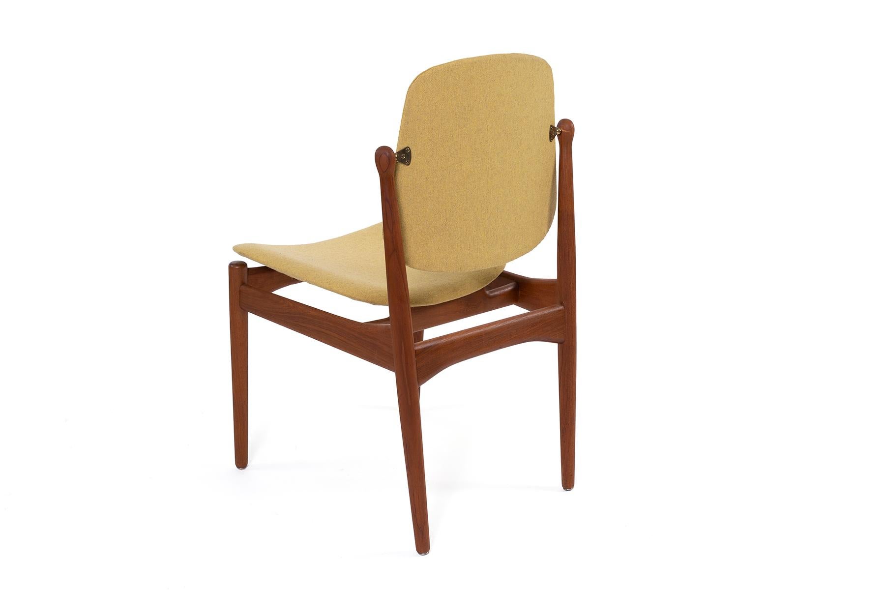 Danish Peter Hvidt Yellow Adjustable Teak 1950's Dining Chairs