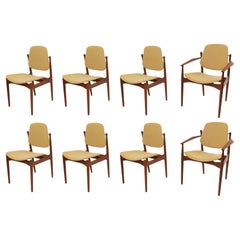 Peter Hvidt Yellow Adjustable Teak 1950's Dining Chairs