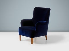 Peter Hvidt Vintage Velvet Armchair for Fritz Hansen 1940s