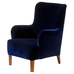 Peter Hvidt Vintage Velvet Armchair for Fritz Hansen 1940s