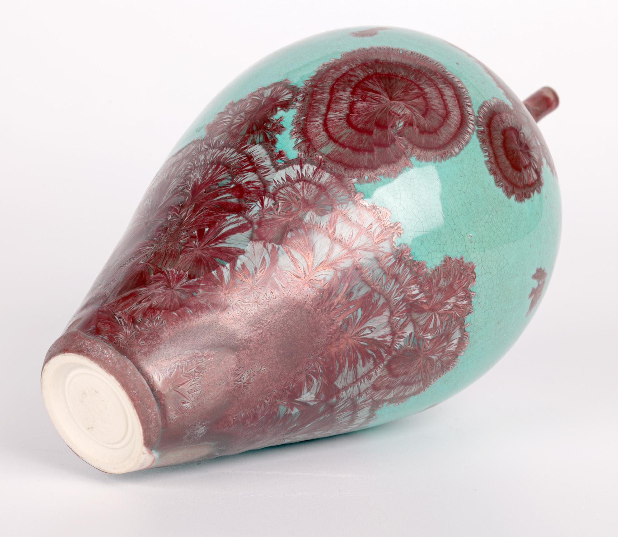 Peter Ilsley Crystalline Glazed Studio Pottery Porcelain Bottle Vase For Sale 5