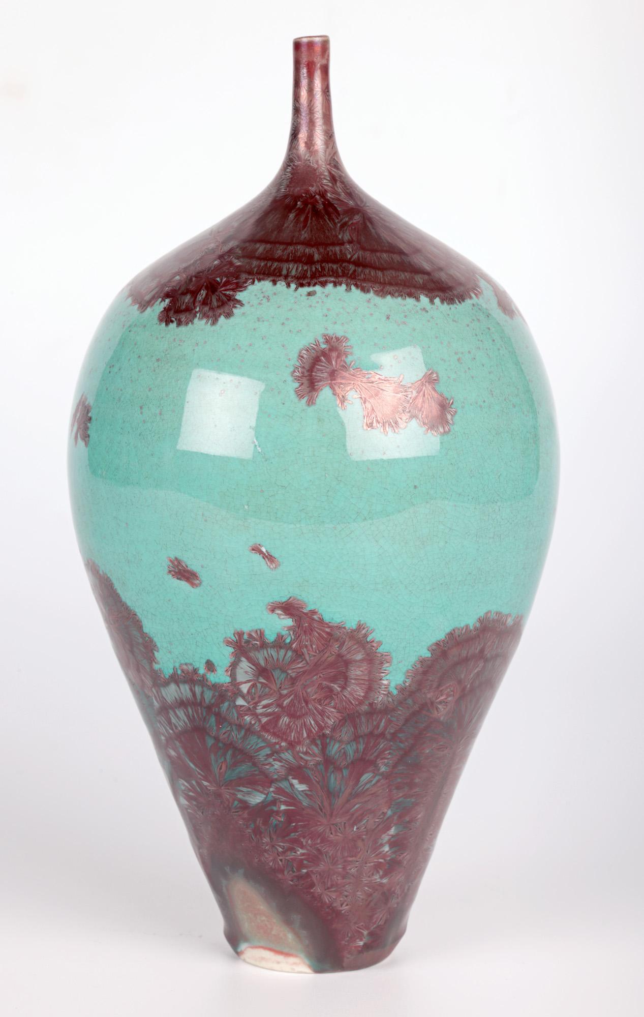 Peter Ilsley Crystalline Glazed Studio Pottery Porcelain Bottle Vase For Sale 7