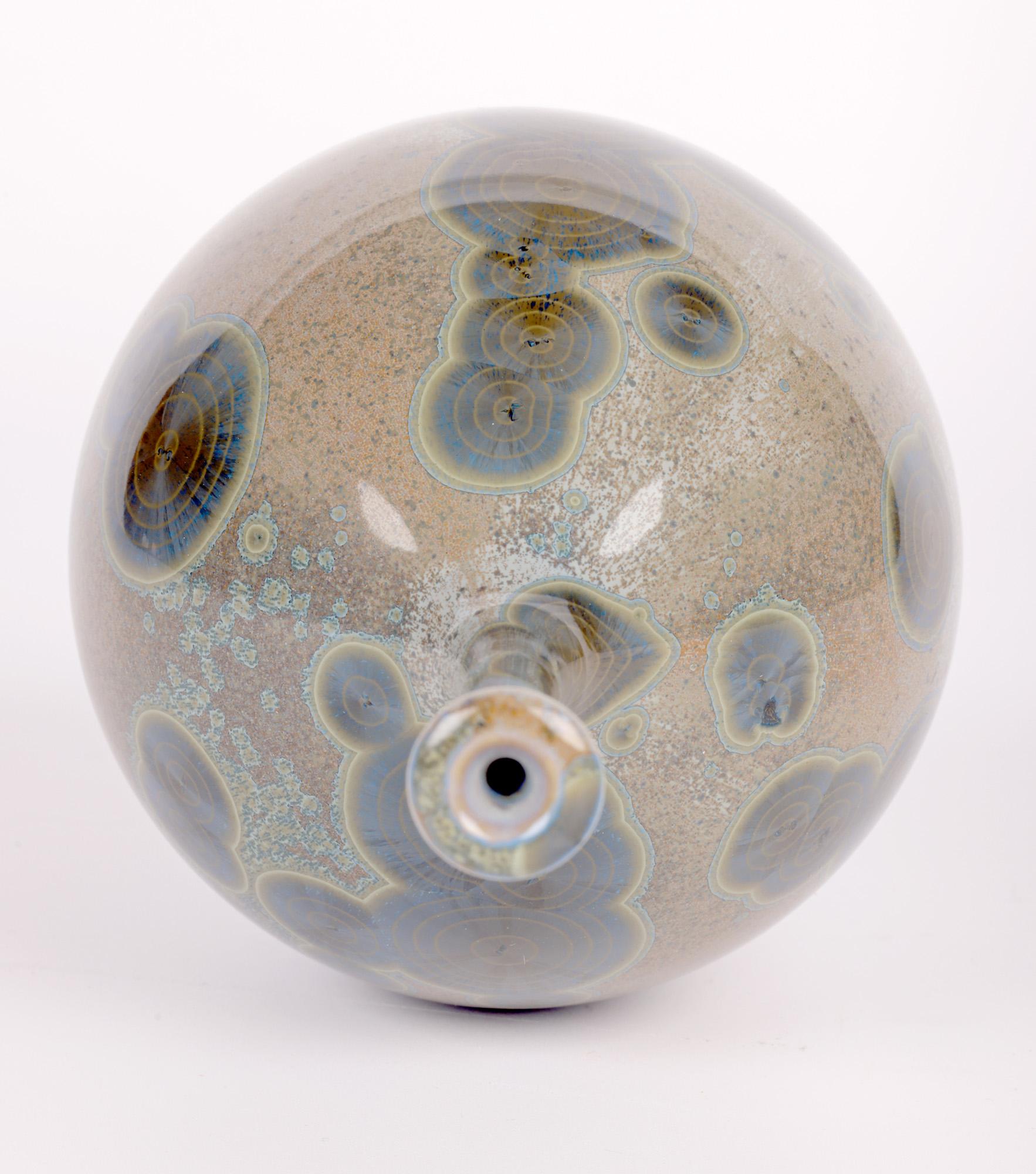 Peter Ilsley Crystalline Glazed Studio Pottery Porcelain Bottle Vase For Sale 5