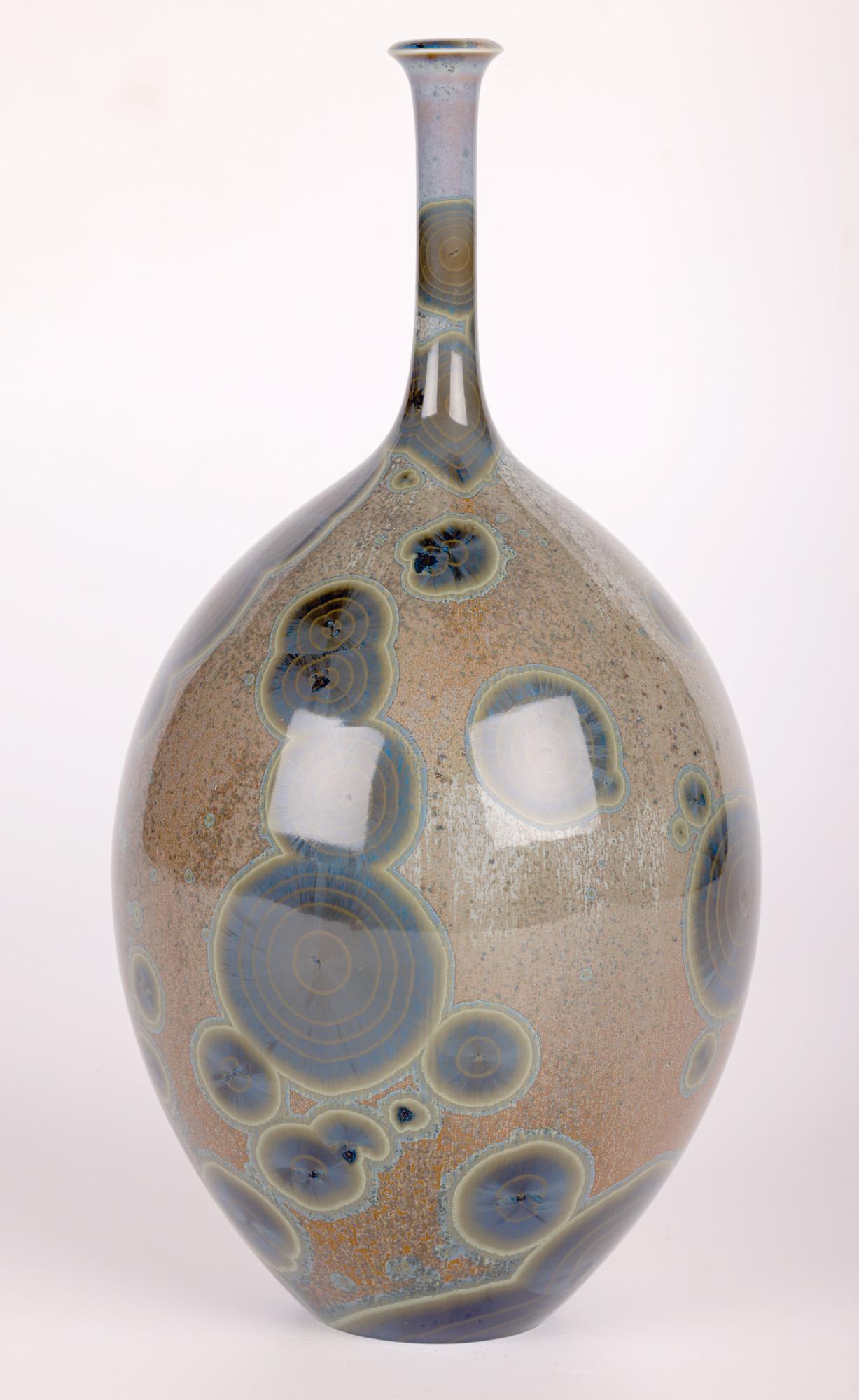 Peter Ilsley Crystalline Glazed Studio Pottery Porcelain Bottle Vase For Sale 7