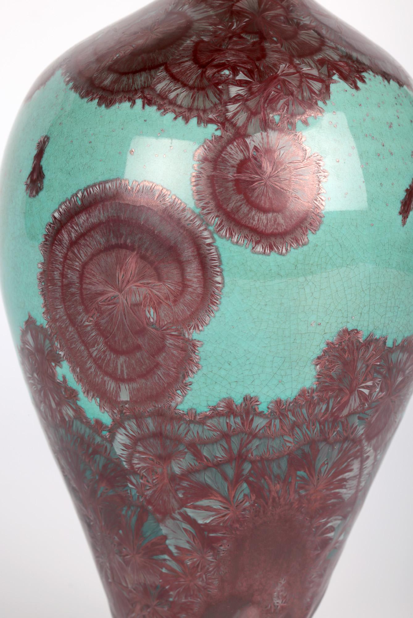 English Peter Ilsley Crystalline Glazed Studio Pottery Porcelain Bottle Vase For Sale