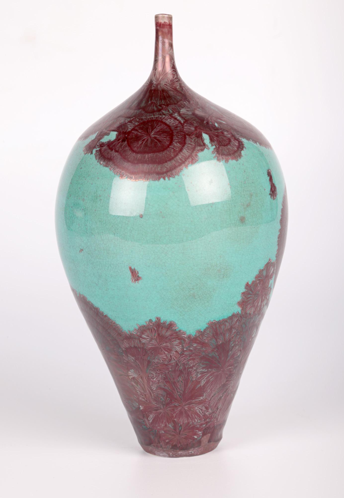 Peter Ilsley Crystalline Glazed Studio Pottery Porcelain Bottle Vase In Good Condition For Sale In Bishop's Stortford, Hertfordshire