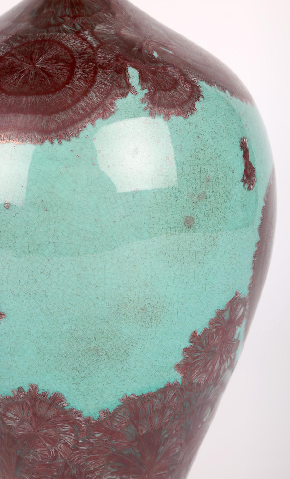 Peter Ilsley Crystalline Glazed Studio Pottery Porcelain Bottle Vase For Sale 1