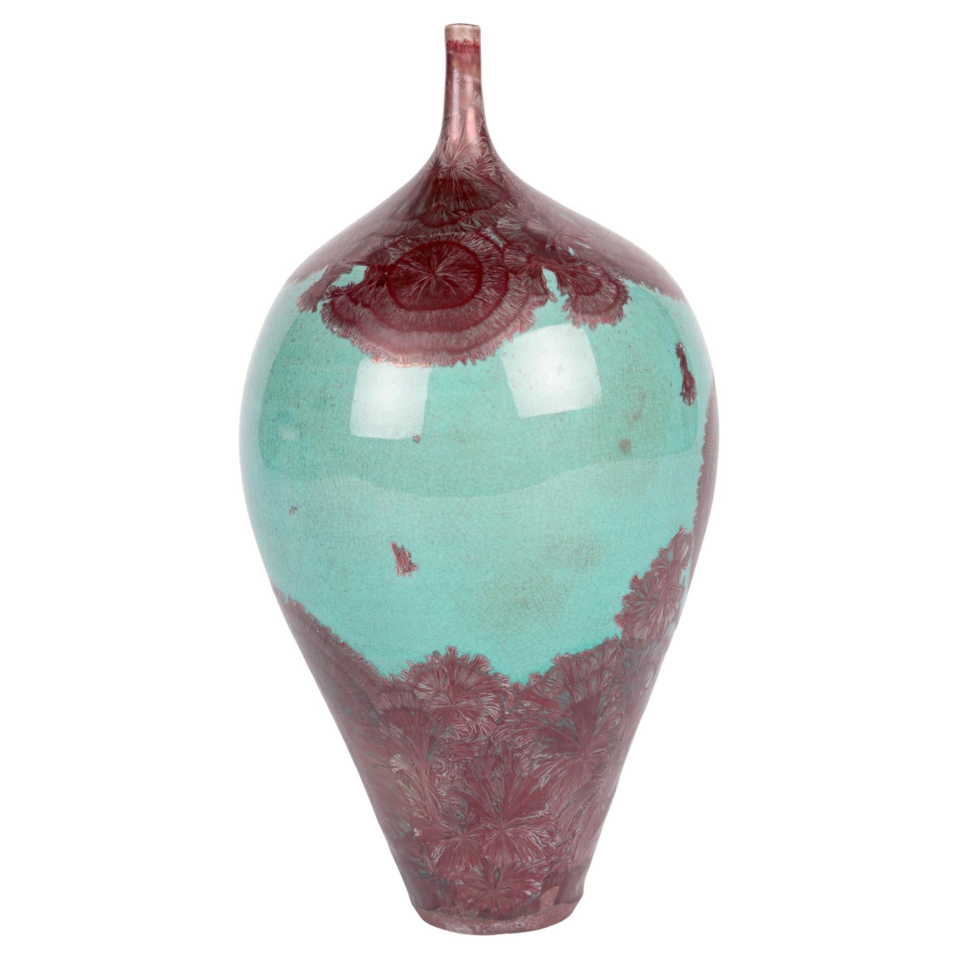 Peter Ilsley Crystalline Glazed Studio Pottery Porcelain Bottle Vase For Sale