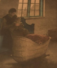 Peter Ilsted 1863-1933, 'Fiskerstuen Hornbæk', Mezzotine in Color