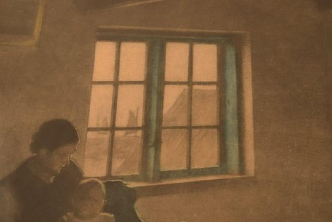 20th Century Peter Ilsted 1863-1933, 'Fiskerstuen Hornbæk', Mezzotine in Color For Sale