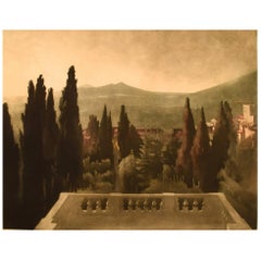 Peter Ilsted 1863-1933. "The View from Villa d'Este", Mezzotinte