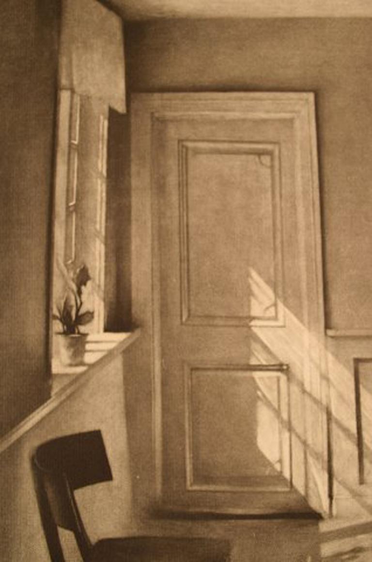 Peter Ilsted, Interior with Reading Woman, Mezzotinte In Excellent Condition In Copenhagen, DK