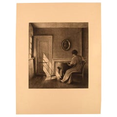 Peter Ilsted, Interior with Woman, Rare Etching
