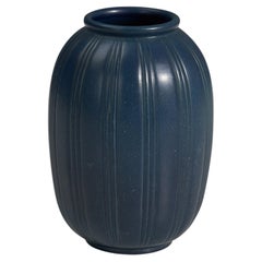 Peter Ipsen Enke, Vase, Blue Glazed Stoneware, Denmark, 1940s