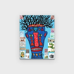 Modern Abstract Expressionistic Figurative Painting, "Paradise Lake Shaman" 2021