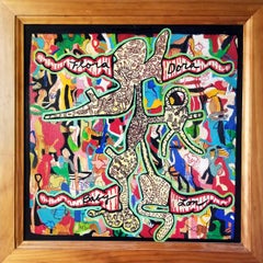Pittura moderna astratta figurativa espressionista, "Flora Dora Babylon" 1999