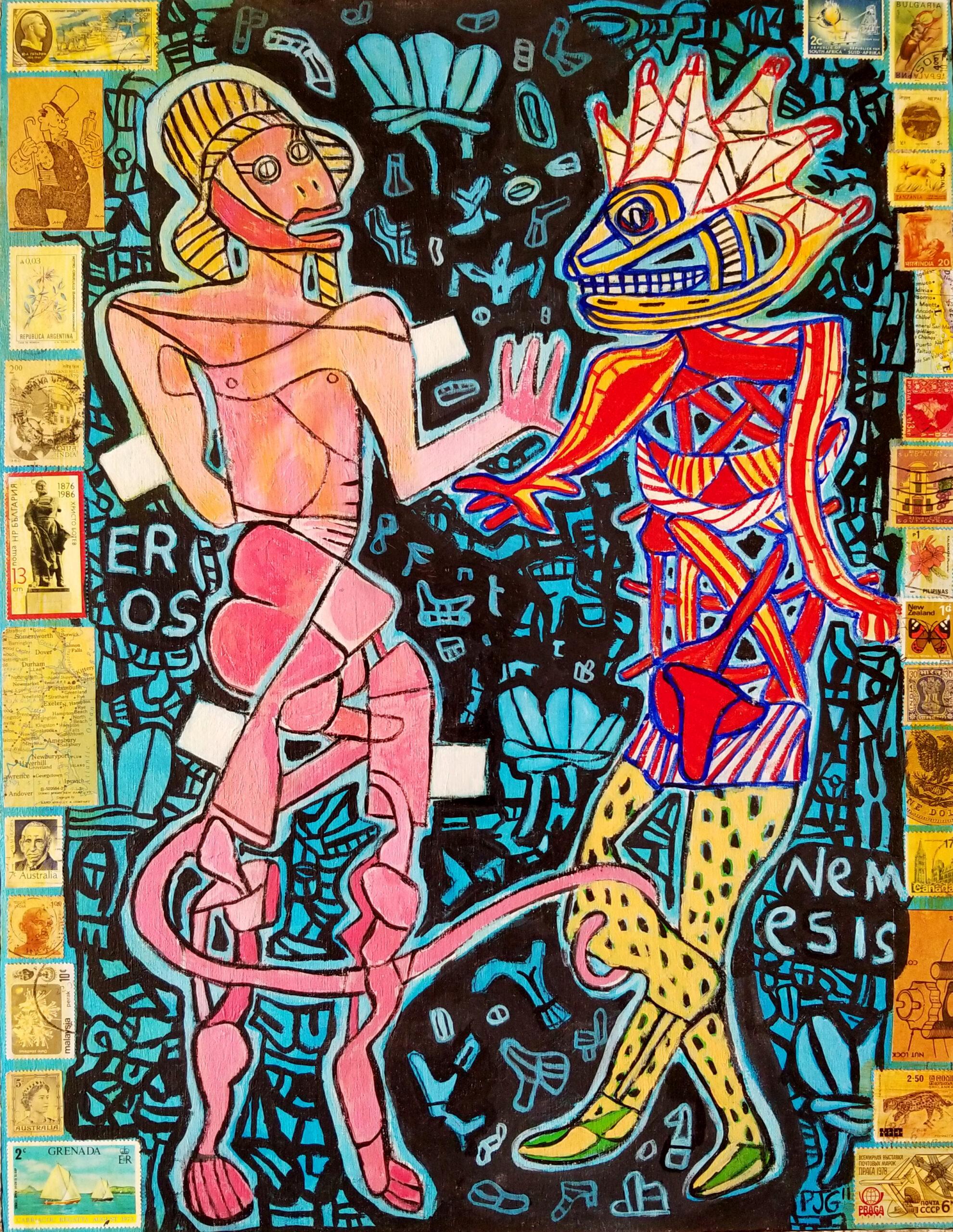 Modern Figurative Abstract Painting, "Eros and Nemesis III" 2011